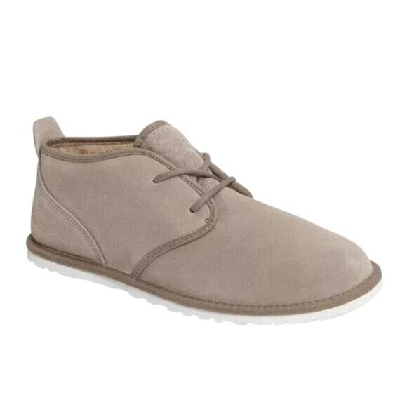 UGG Mens Lace Up Round Toe Maksim Chukka Boots Size 10 Gray Wool Sherpa NWOB - Picture 1 of 11